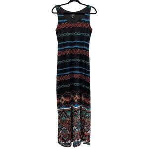 Ronni Nicole Black Lace Maxi Dress Geometric Print Sleeveless Women Size 10‎